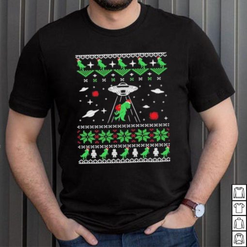 Dinosaur Ugly Christmas Sweater Alien Ufo T Rex Abduction Shirt