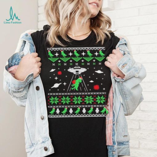 Dinosaur Ugly Christmas Sweater Alien Ufo T Rex Abduction Shirt