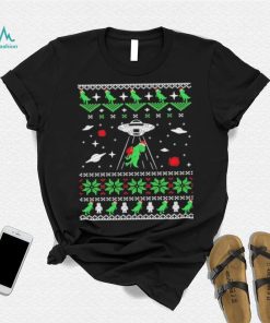 Dinosaur Ugly Christmas Sweater Alien Ufo T Rex Abduction Shirt