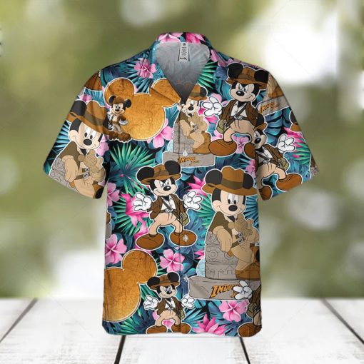 Disney Mickey Summer Tropical Floral Indiana Jones  Disney Hawaiian Shirt