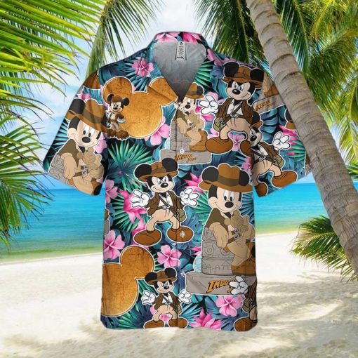 Disney Mickey Summer Tropical Floral Indiana Jones  Disney Hawaiian Shirt