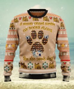 Dog And Book Lover Christmas Ugly Sweater