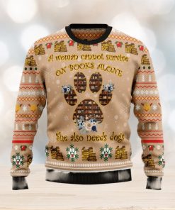 Dog And Book Lover Christmas Ugly Sweater