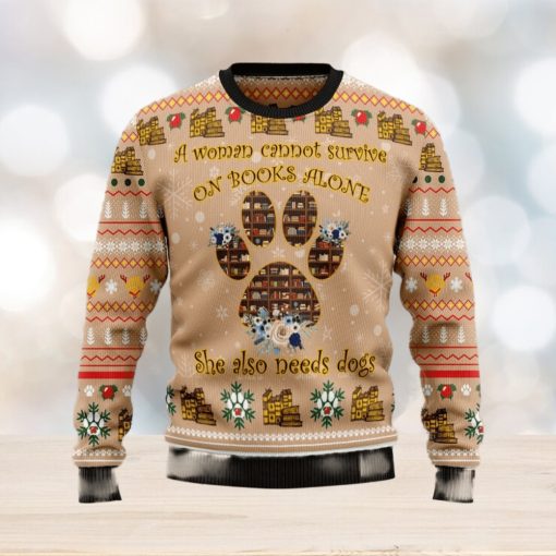 Dog And Book Lover Christmas Ugly Sweater