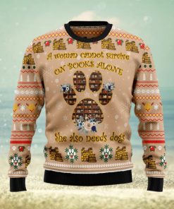 Dog And Book Lover Ugly Christmas Sweater Gift Men Women