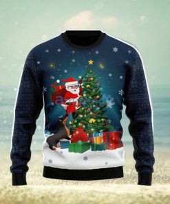 Dog Biting A Santa Claus In The Night Ugly Christmas Sweater