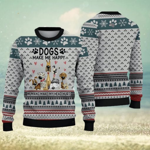 Dogs Ugly Christmas Sweater Make Me Happy