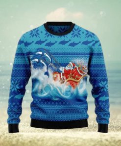 Dolphin Riding The Waves With Santa Ugly Sweater For Christmas