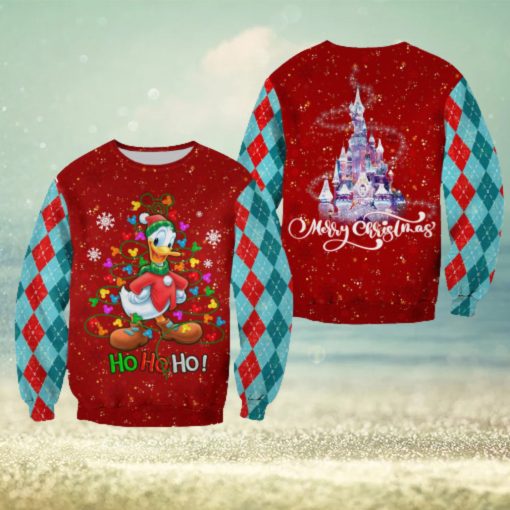 Donald Duck Pattern Xmas Red Blue Christmas Disney Cartoon Sweaters Matching Christmas Shirt For Family