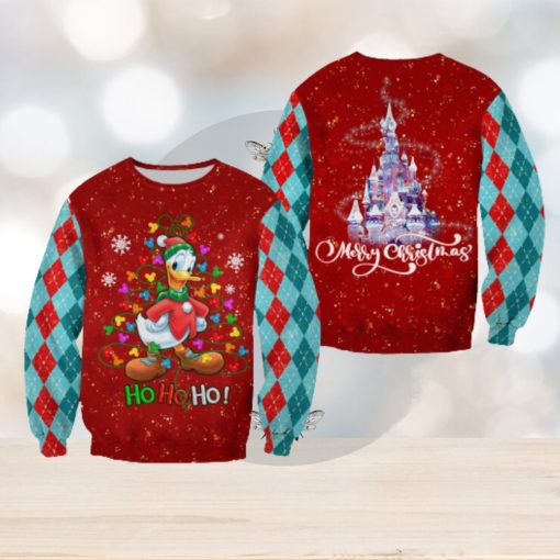 Donald Duck Pattern Xmas Red Blue Christmas Disney Cartoon Sweaters Matching Christmas Shirt For Family