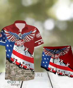 Dr Pepper Eage USA Flag Hawaiian Shirt And Shorts Best Summer Gift