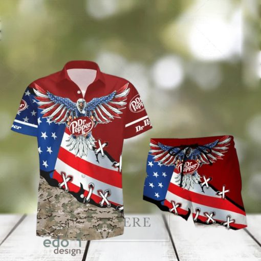 Dr Pepper Eage USA Flag Hawaiian Shirt And Shorts Best Summer Gift