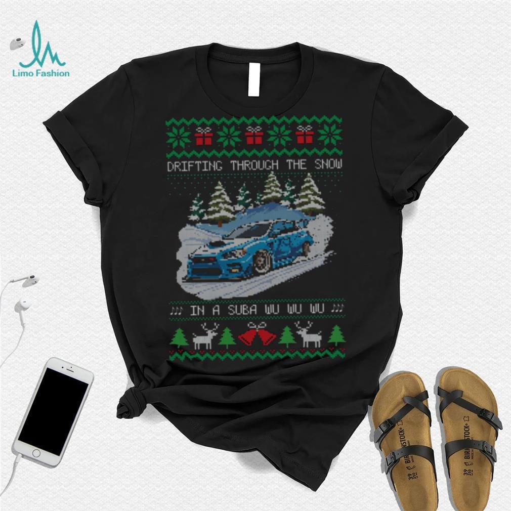 Drifting The Snow Rally Car Christmas Design Shirt