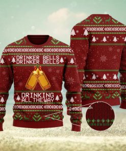 Drinker Bells Drinking All The Way Wine Lovers Ugly Christmas Sweater Unisex 3D Sweater Christmas Gift