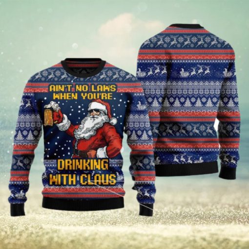 Drinking With Claus V1 Ugly Christmas Sweater For Men And Women