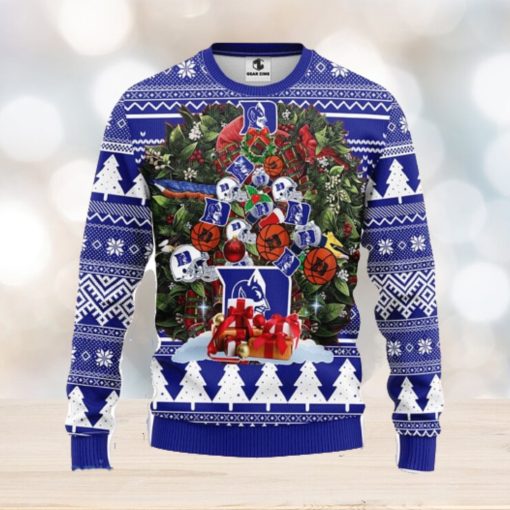 Duke Blue Devils Tree Ugly Christmas Fleece Sweater