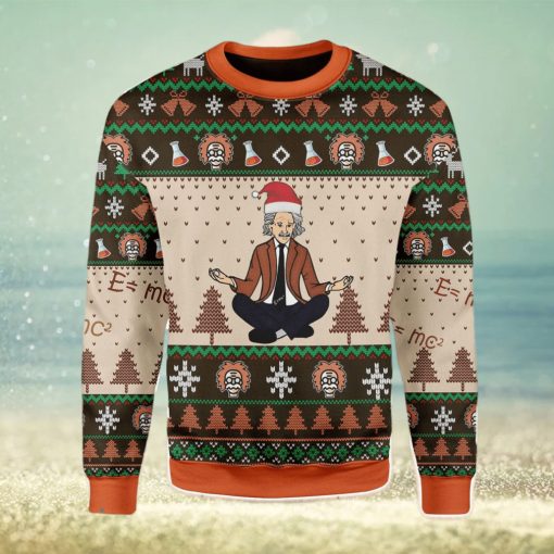 Einstein Doing Yoga Ugly Christmas Sweater Xmas Gift Men And Women Christmas Sweater