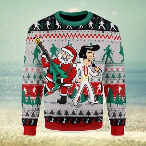 Elvis With Santa Christmas Ugly Christmas Sweater Xmas Gift Men And Women Christmas Sweater