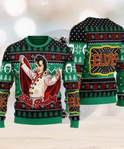 Elviss Presleyy Belt Buckle Sign With Rhinestone Ugly Christmas Sweater 3D Gift Idea Christmas