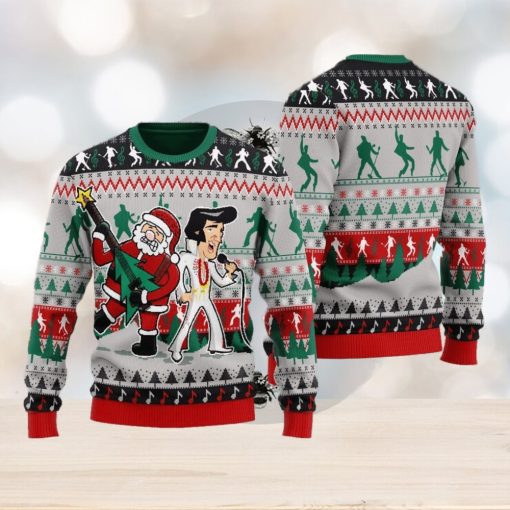 Elviss Presleyy With Santa Ugly Christmas Sweater 3D Gift Idea Christmas