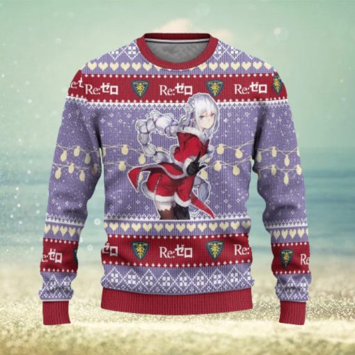 Emilia Anime Ugly Christmas Sweater 3D Gift For Men And Women Custom Re Zero Xmas Gift