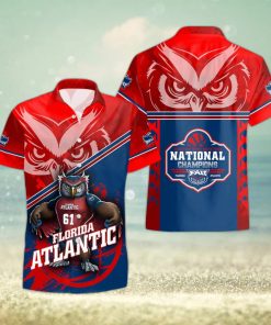 FAU Florida Atlantic Owls Mascot Owlsley The Owl NCAA Men’s Basketball Champions 3D Hawaiian Shirt Summer Sport Gift