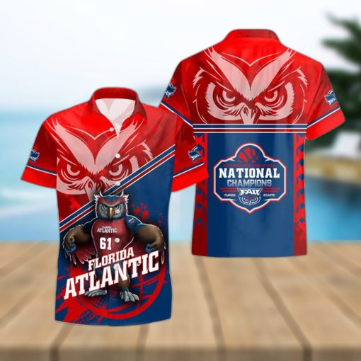 FAU Florida Atlantic Owls Mascot Owlsley The Owl NCAA Men’s Basketball Champions 3D Hawaiian Shirt Summer Sport Gift