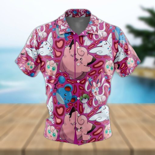 Fairy Type Pokemon Pokemon Button Up Hawaiian Shirt