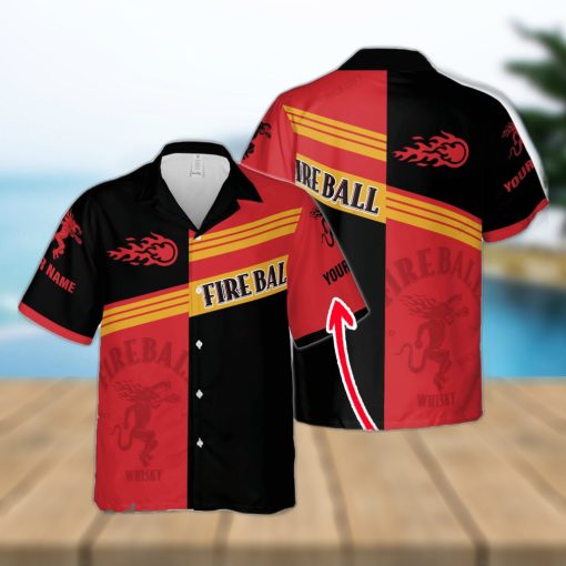 Fireball Cinnamon Whisky Authentic Custom Name Design Hawaiian Shirt For Men And Women Gift Beach