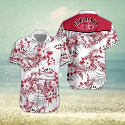 Fireball Cinnamon Whisky Collar Design Hawaiian 3D Shirt For Fans Gift Beach