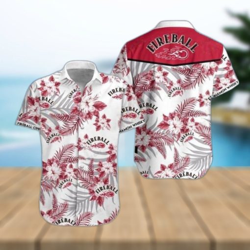 Fireball Cinnamon Whisky Collar Design Hawaiian 3D Shirt For Fans Gift Beach