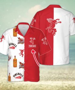 Fireball Cinnamon Whisky Handmade Custom Name Design Hawaiian Shirt For Men And Women Gift Beach