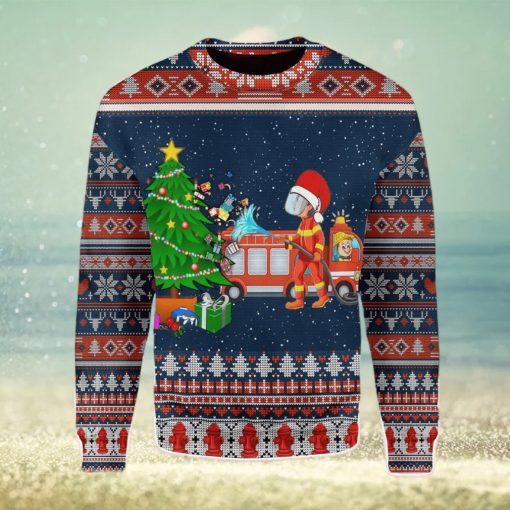 Firefighter Presents Christmas Tree Ugly Christmas Sweater Xmas Gift Men And Women Christmas Sweater