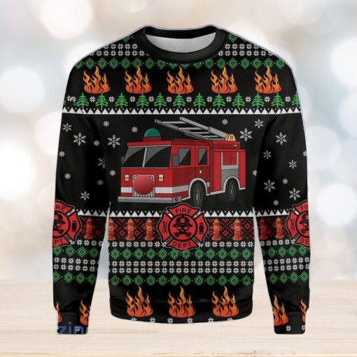 Firefighter Truck Merry Christmas Ugly Christmas Sweater Best Gift For Men And Women