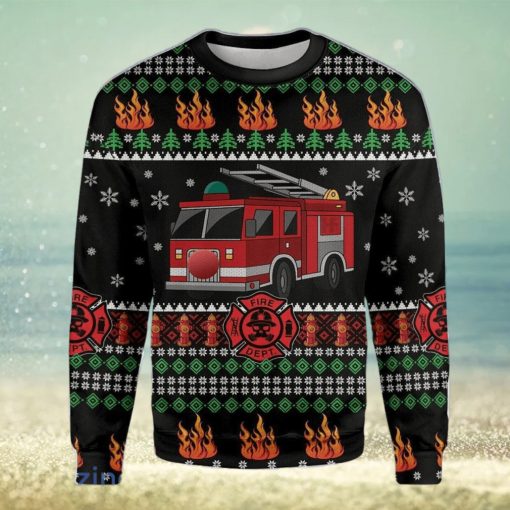 Firefighter Truck Merry Christmas Ugly Christmas Sweater Best Gift For Men And Women