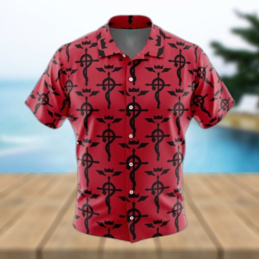 Flamel’s Cross Full Metal Alchemist Button Up Hawaiian Shirt