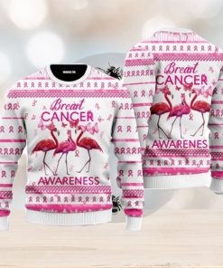 Flamingo Breast Cancer Awareness Ugly Christmas Sweater For Men And Women