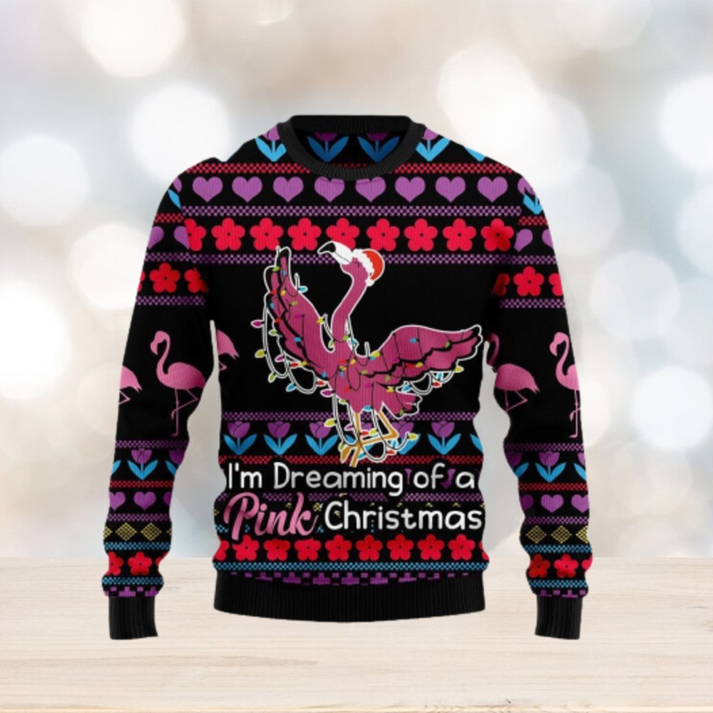 Ugly christmas sweater sale pink flamingo