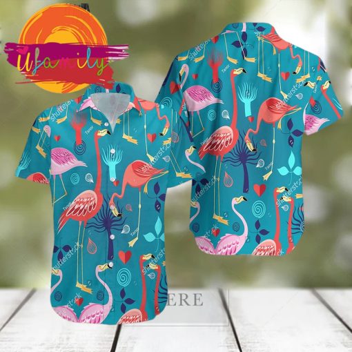 Flamingo Summer Beach Pet Honeymoon Couple Men Hawaiian Shirt