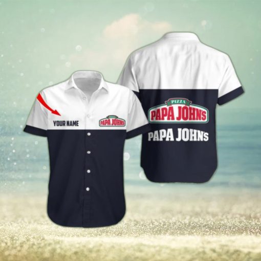 Fleece papa john’s pizza Personalized Name Stylish Logo Beach Hawaiian Shirt Tropical Aloha For Mens