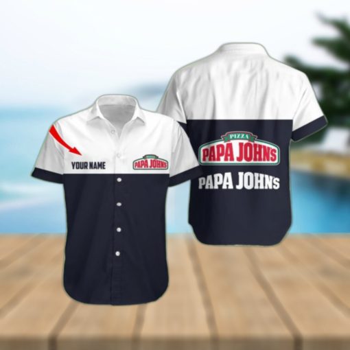 Fleece papa john’s pizza Personalized Name Stylish Logo Beach Hawaiian Shirt Tropical Aloha For Mens