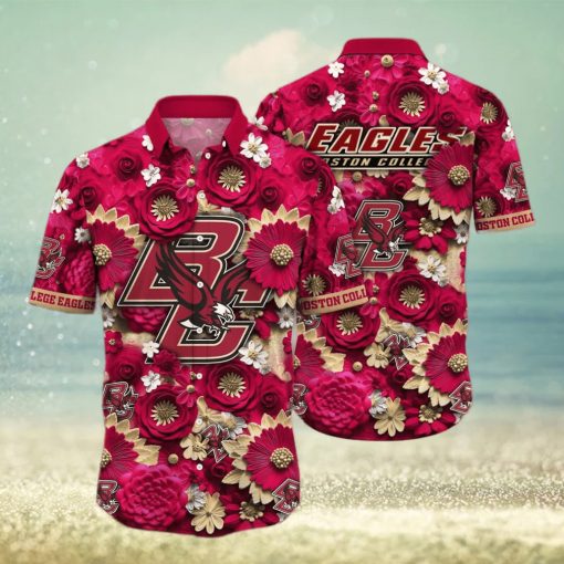 Floral Aloha NCAA Boston College Eagles Hawaiian Shirt Practical Beach Gift