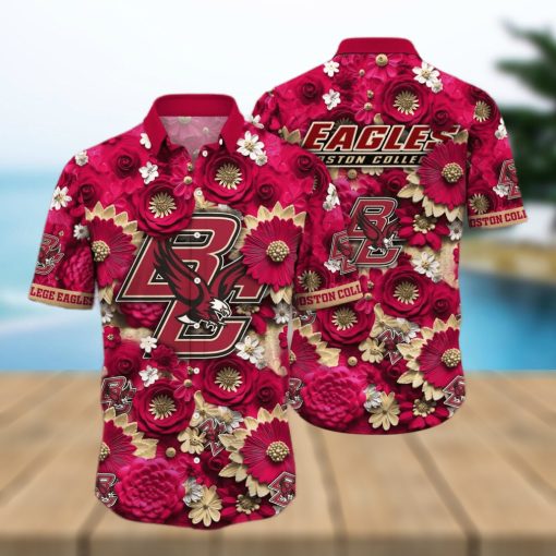 Floral Aloha NCAA Boston College Eagles Hawaiian Shirt Practical Beach Gift