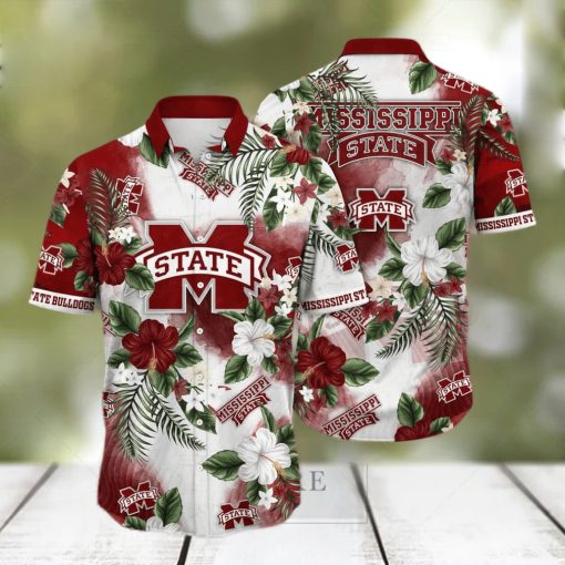 Floral Aloha NCAA Mississippi State Bulldogs Hawaiian Shirt Hibiscus Flowers Pattern