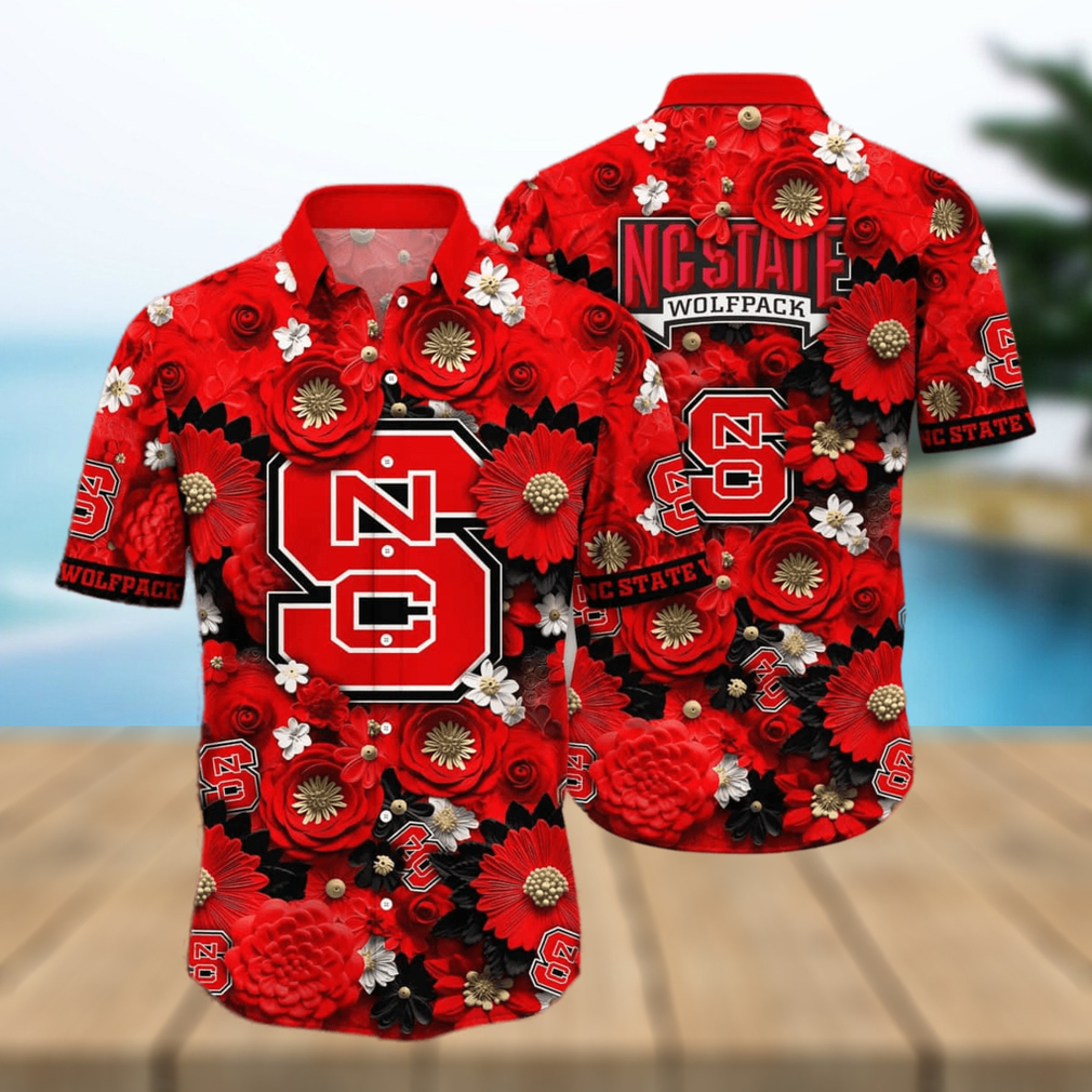NCAA Nc State Wolfpack Flower Custom Button Up Hawaiian Shirt 3D