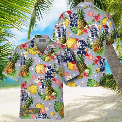 Floral Pineapple Pabst Blue Ribbon Hawaiian Shirt For Men And Women Gift Hawaiian Beer