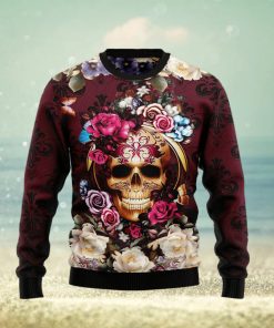 Flower Skull Ugly Christmas Sweater Gift Men Women