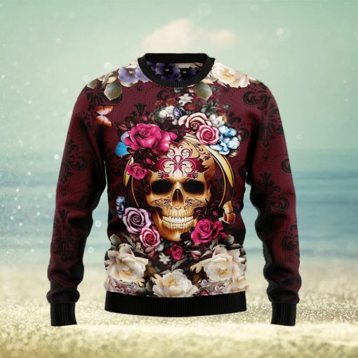 Flower Skull Ugly Christmas Sweater Gift Men Women