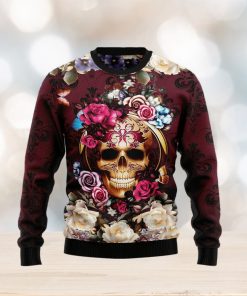 Flower Skull Ugly Christmas Sweater Gift Men Women