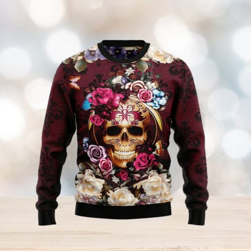 Flower Skull Ugly Christmas Sweater Gift Men Women